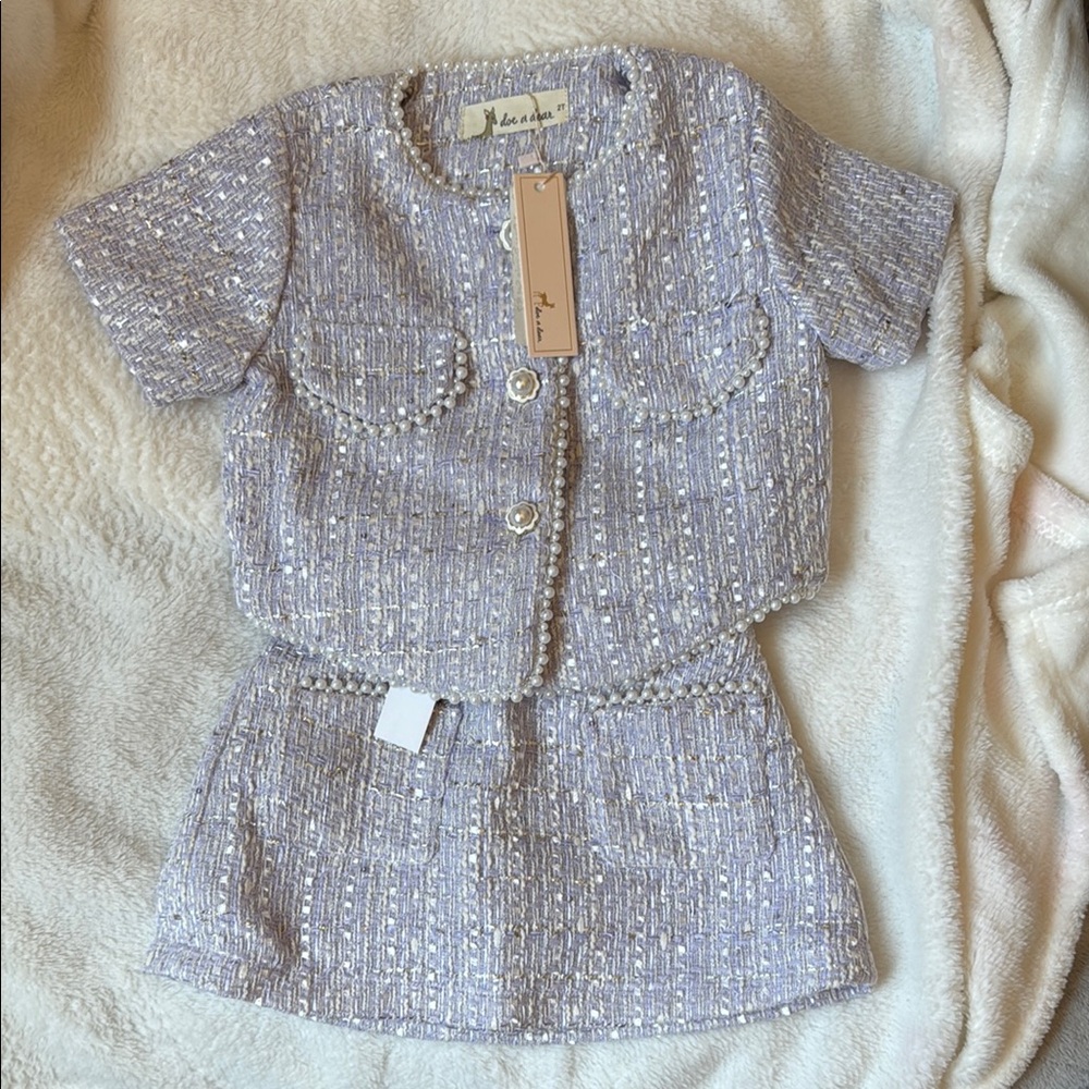 Chic Purple Tweed Two-Piece Set